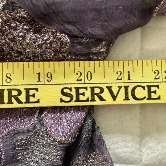 SOFT SURROUNDINGS Dress Womens XL Purple Silk Embroidered Bohemian Fairycore - Picture 9 of 10